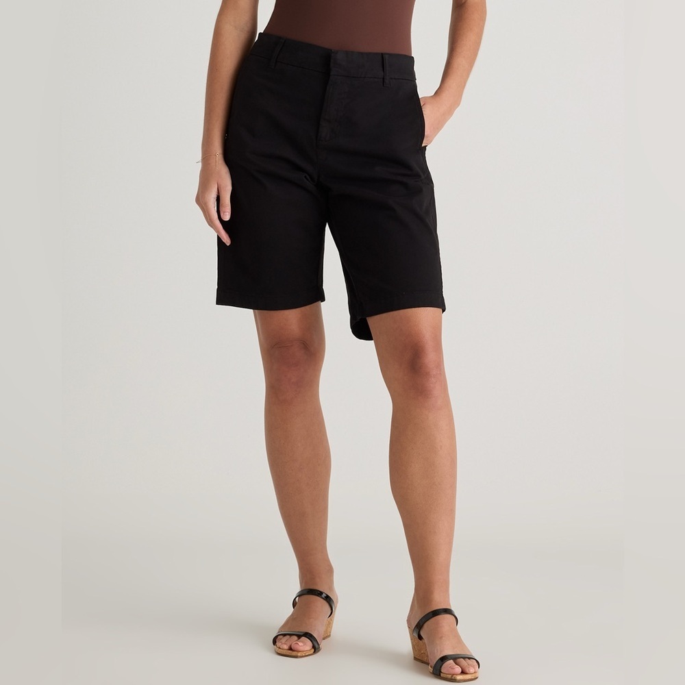 Quince Organic Cotton Classic Stretch Chino Shorts Women’s Black Sz 6 NEW